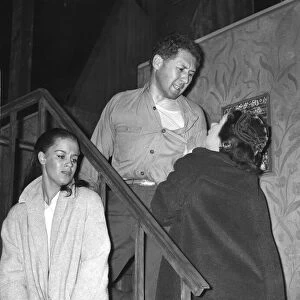 Anthony Quayle with Mary Ure and Megs Jenkins rehearsing play View From the Bridge by