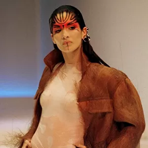 Astrid Models for Thierry Mugler at Paris Fashion Week 1999 Wearing textured skirt