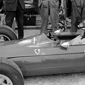 British Grand Prix 1965-John Surtees sits in his Ferrari. July 1965