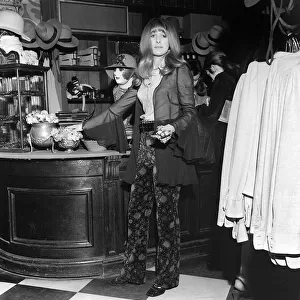 Fashion Biba Boutique March 1969 Boutique shop assistant Valerie Allen 19 holding