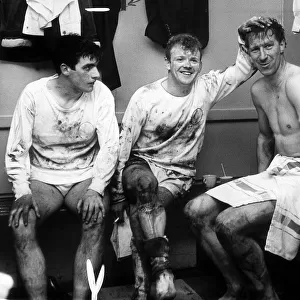 Jack Charlton right Billy Bremner centre and Peter Lorimer in the dressing room after