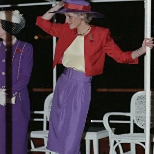 Prince and Princess of Wales Visit to Hong Kong 1989. Princess Diana wearing a