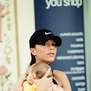 Victoria Beckham and baby son, Brooklyn Beckham, pictured out during shopping trip