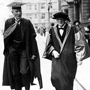 Winston Churchill with the warden of All Souls college, Oxford. 25th June 1925