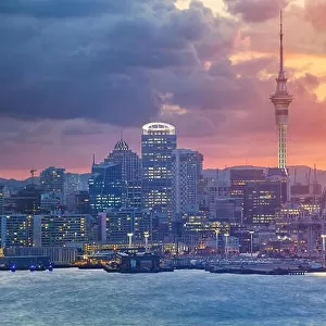 Auckland. Cityscape image of Auckland skyline, New Zealand during sunset