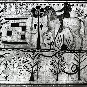 Detail of the ambush of Achilles in Troilus, Tomb of Bulls, Necropolis, Tarquinia