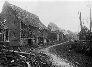 Street in Thilloy, near Bapaume, France, WW1