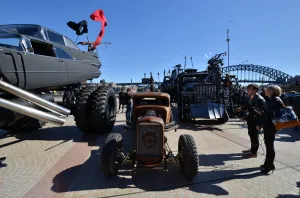 <b class=qtipBold><figcaption>Australia-Cinema-Mad Max</figcaption></b><br>Visitors look at vehicles from the new Mad Max movie "Mad Max: Fury Road" on the Sydney Opera House forecourt in Sydney. AFP PHOTO / Peter PARKS / AFP PHOTO / PETER PARKS<br><em>© Copyright Agence France-Presse (AFP) - All Rights Reserved</em> Australia-Cinema-Mad Max