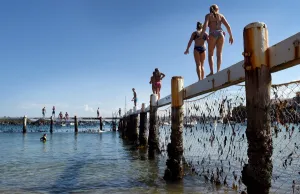 <b class=qtipBold><figcaption>Australia-Sydney-Harbour</figcaption></b><br>Children play on a shark net at Little Manly Cove in Sydney. AFP PHOTO / William WEST / AFP PHOTO / WILLIAM WEST<br><em>© Copyright Agence France-Presse (AFP) - All Rights Reserved</em> Australia-Sydney-Harbour