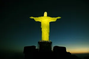 <b class=qtipBold><figcaption>Brazil-Christ the Redeemer-Reopening</figcaption></b><br>View of the renewed Christ the Redeemer statue at the Corcovado hill, in Rio de Janeiro, Brazil with light beams in the Brazilian national football team colors, after its reopening to the public on June 30, 2010. AFP PHOTO/VANDERLEI ALMEIDA / AFP PHOTO / VANDERLEI ALMEIDA<br><em>© Copyright Agence France-Presse (AFP) - All Rights Reserved</em> Brazil-Christ the Redeemer-Reopening
