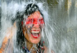 Portrait Prints: Brazil-Indigenous-Portrait-Water-Smile