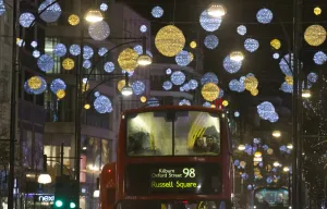 Christmas - Xmas Prints: Britain-London-Lights-Bus