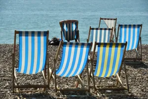Britain And UK Prints: Britain-Weather-Offbeat-Deckchairs