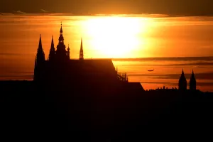 Travel Prints: Castle-Prague-Czech-sunset-Tourism-