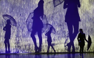 Umbrella Prints: Dancers perform during a general rehearsal of Paris Merveilles, the new