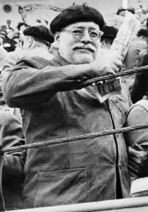 Ernest Hemingway at a bullfight in Pamplona