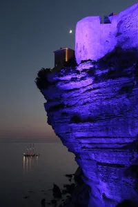 <b class=qtipBold><figcaption>France-Corsica-Art-Festival-Features</figcaption></b><br>This picture taken on July 9, 2016 shows the Bonifacio's cliffs lighted for the "Fetes des Lumieres" happening, on the French island of Corsica. / AFP PHOTO / PASCAL POCHARD-CASABIANCA<br><em>© Copyright Agence France-Presse (AFP) - All Rights Reserved</em> France-Corsica-Art-Festival-Features