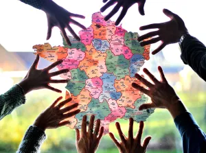 Hand Prints: Hands Surrounding Map of France