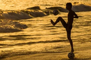 Images Dated 2014 January: Ipanema Beach Sunset Football