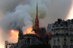 Landmark Notre-Dame Cathedral, engulfed in flames Landmark Notre-Dame Cathedral, engulfed in flames