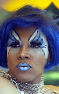 Portrait Prints: Mexico-Parade-Pride-Blue-Portrait-Face