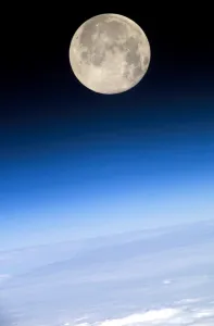Space Prints: Full Moon; view above Earths horizon and airglow