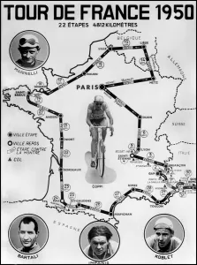 Official map of the stage of the Tour de France Cycliste 1950 Official map of the stage of the Tour de France Cycliste 1950