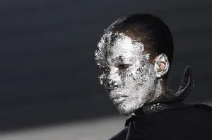 Portrait Prints: Paris-Model-Silver-Face-Portrait