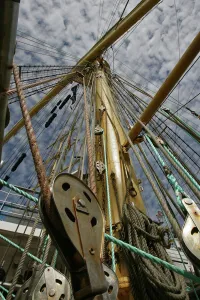 Photo shows the rigging of a tall ship docked at the Lithuanian Baltic Sea port of Photo shows the rigging of a tall ship docked at the Lithuanian Baltic Sea port of