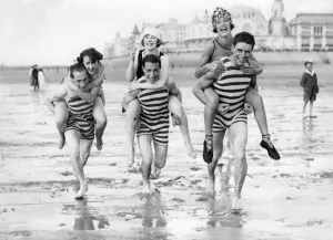 Seaside Prints: Pickaback Beach Delight 1938