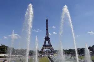 Eiffel Tower Prints: A picture shows a general view of the Eiffel tower on a warm and sunny day on July 3