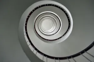 Offbeat Quirky Images Prints: A picture taken on February 24, 2016 shows a spiral staircase in Nantes, western France