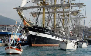 This picture taken on September 27, 2013 shows the Krusenstern, a Russian