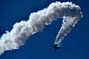A Russian Yakovlev Yak-130 Mitten subsonic two-seat advanced jet trainer performs