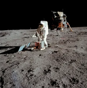 The Apollo Missions Prints: Space-Moon-Lem-Apollo Xi-Aldrin-First Step