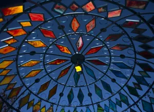 <b class=qtipBold><figcaption>Spain-Colour-Window-Glass</figcaption></b><br>Roof of a gazebo at Europa Park in Torrejon de Ardoz near Madrid. AFP PHOTO/DANI POZO<br><em>© Copyright Agence France-Presse (AFP) - All Rights Reserved</em> Spain-Colour-Window-Glass