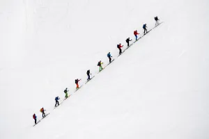 <b class=qtipBold><figcaption>Switzerland-Tourisme-Ski-Touring</figcaption></b><br>Members of a Ski touring group climb adjacent to the Bec des Rosses mountain on April 2, 2016 above the Swiss Alps resort of Verbier. / AFP PHOTO / FABRICE COFFRINI<br><em>© Copyright Agence France-Presse (AFP) - All Rights Reserved</em> Switzerland-Tourisme-Ski-Touring
