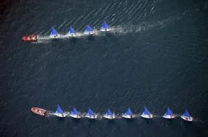 <b class=qtipBold><figcaption>Travel-Monaco-Feature-Sailing</figcaption></b><br>An aerial view of sailboats in a row in the ocean near Monaco. AFP PHOTO / VALERY HACHE / AFP PHOTO / VALERY HACHE<br><em>© Copyright Agence France-Presse (AFP) - All Rights Reserved</em> Travel-Monaco-Feature-Sailing
