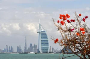 Travel Prints: Uae-Dubai-Skyline -travel-flowers