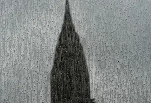 Art Deco Prints: Us-Weather-Nyc-Chrysler Building-Rain