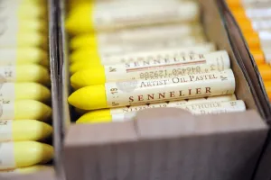 A view of pastel crayons in a workshop at the Raphael-Isabey-Sennelier factory in Saint-Brieuc