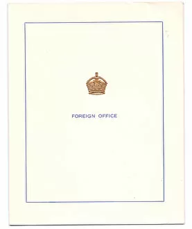 A Christmas card from the Foreign Office in London, (die-stamped)