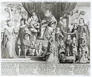 Family Portrait of James I of England (engraving) (b / w photo)